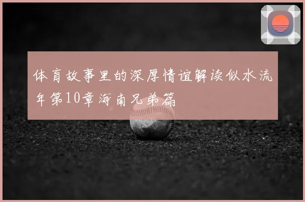 体育故事里的深厚情谊解读似水流年第10章海南兄弟篇